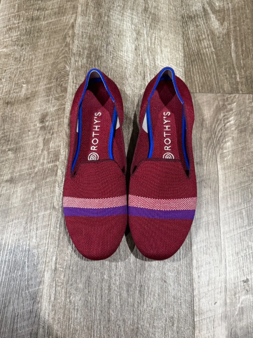 Rothy’s Garnet Reflective Stripe Loafers EUC Womens size 10